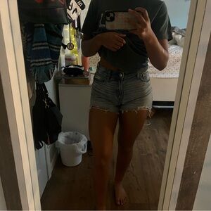 American Eagle Outfitters Light Blue High-Rise Denim Shorts